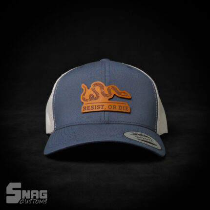 Resist or Die leather patch hat, play on join or die flag