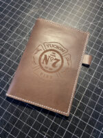 Laser engraved field notes or passport leather cover with custom engraving