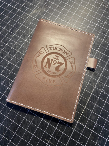 Laser engraved field notes or passport leather cover with custom engraving